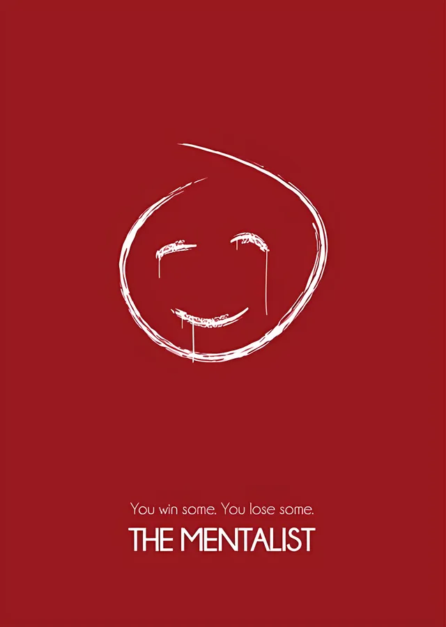 The Mentalist: Kırmızı Zeminde Gülen Yüz metal tablo