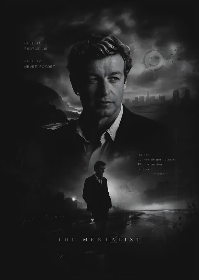 The Mentalist: Sisli Şehirde Patrick Jane metal tablo