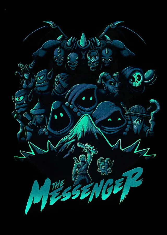 The Messenger: Turkuaz Zeminde Ninja ve Yaratıklar metal tablo