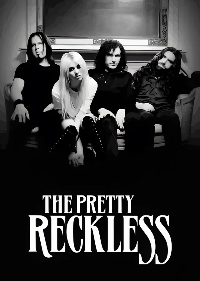 The Pretty Reckless - Siyah Beyaz Grup Karesi metal tablo