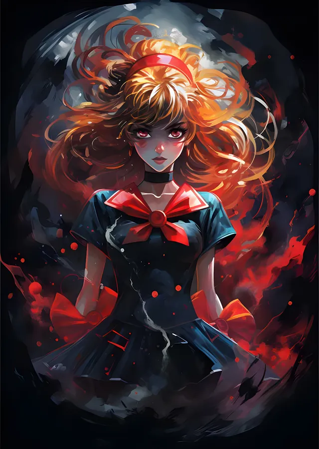 Sailor Moon - Kızıl Fiyonk ve Kara Duman metal tablo