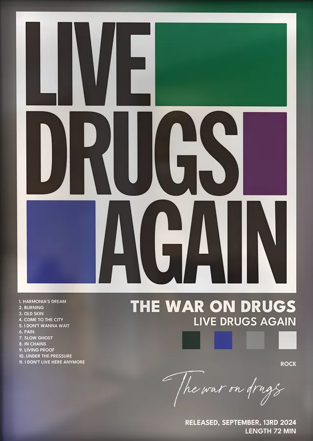 The War on Drugs: Live Drugs Again metal tablo