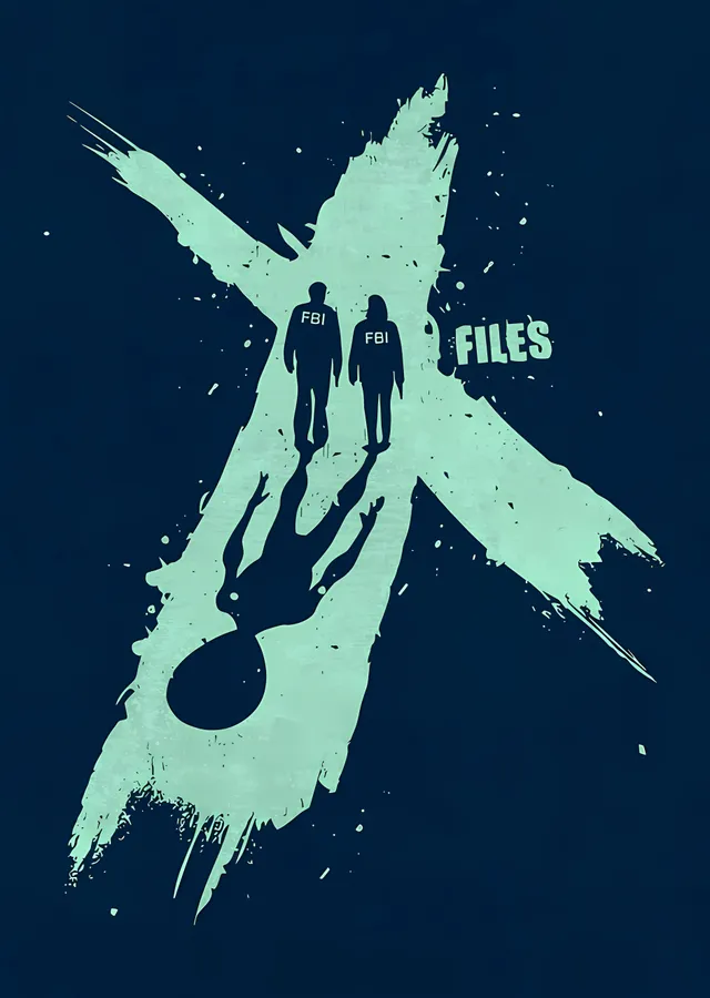 The X-Files: Turkuaz Fırça X metal tablo