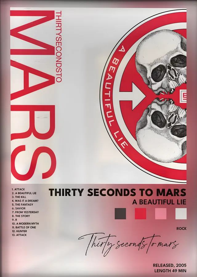 Thirty Seconds to Mars: A Beautiful Lie metal tablo