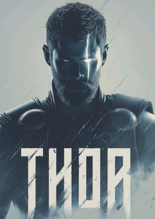 Thor - Gri Tonlar metal tablo