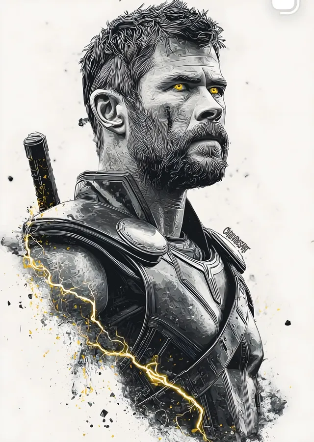 Thor - Kalem Eskizi metal tablo
