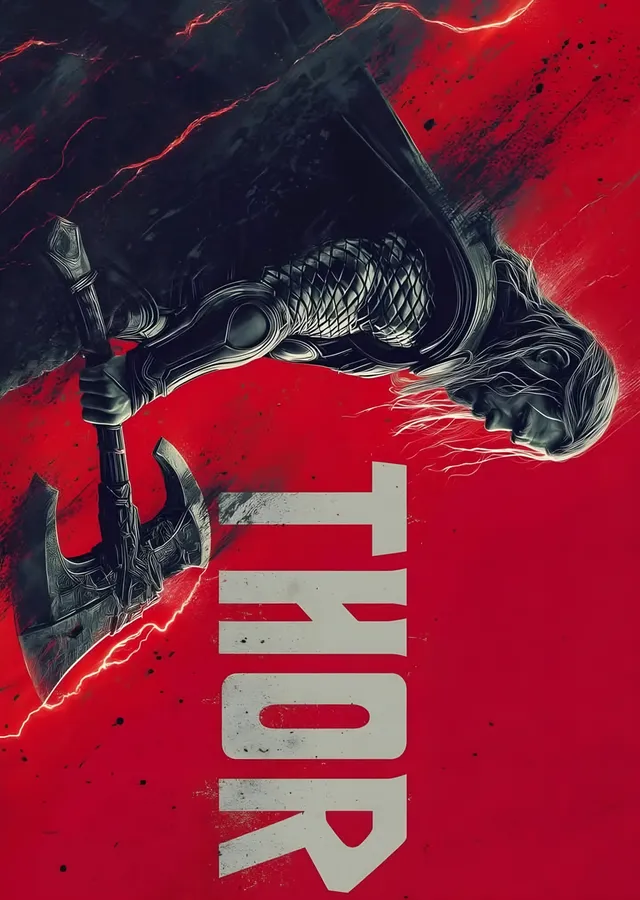 Thor - Kızıl Zemin metal tablo