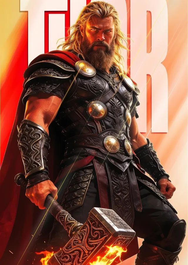 Thor - Turuncu Zemin metal tablo