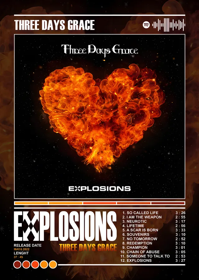Three Days Grace - Explosions metal tablo