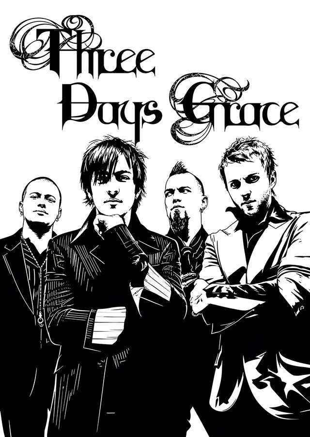 Three Days Grace - Mürekkep Portre metal tablo