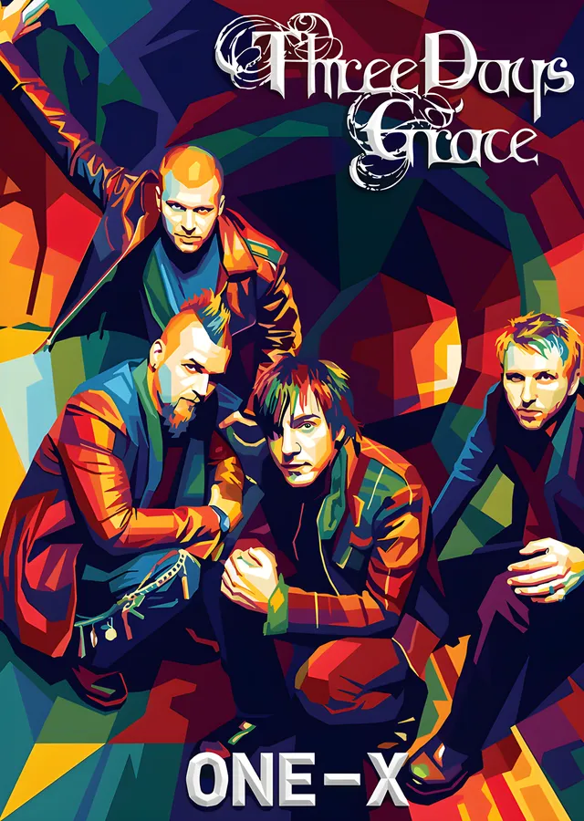 Three Days Grace - One-X Poligon metal tablo
