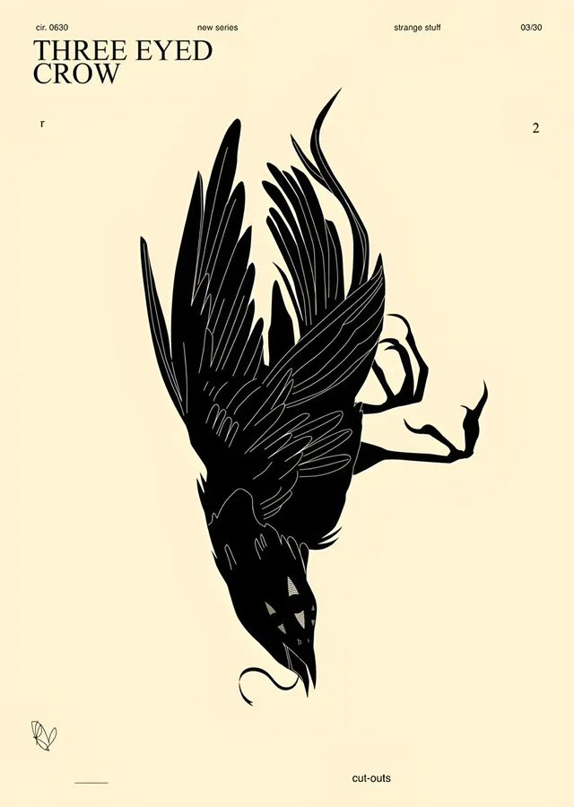 Three Eyed Crow - Krem Zemin metal tablo
