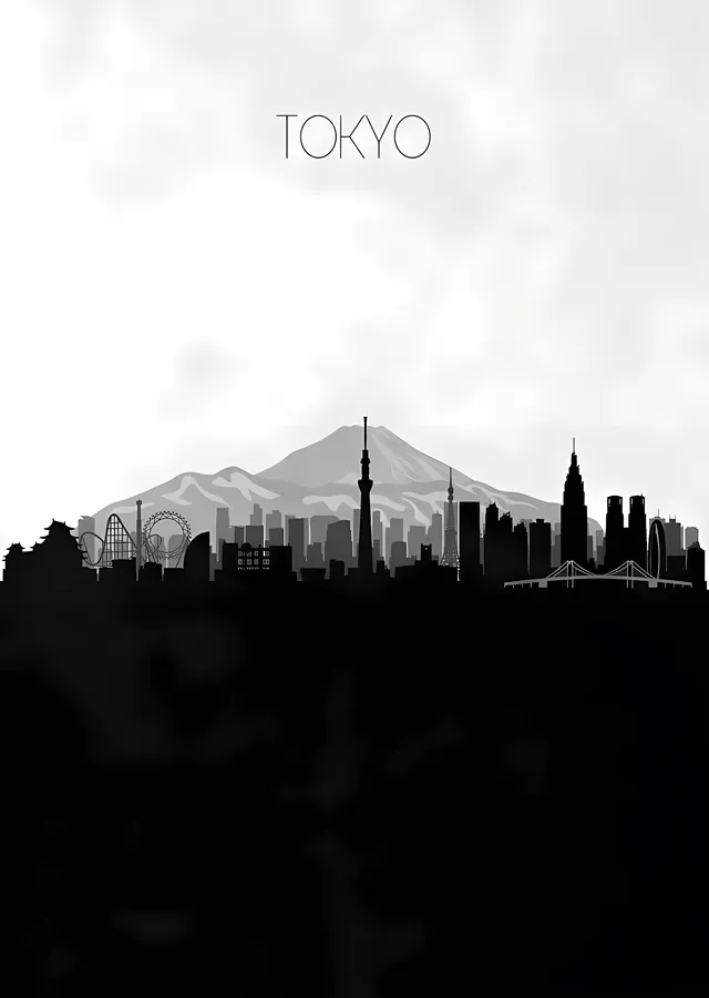 Tokyo Silueti metal tablo