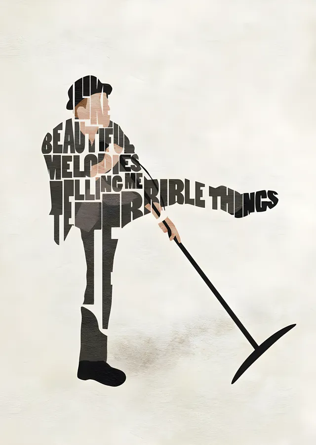 Tom Waits - Tipografi Portre metal tablo