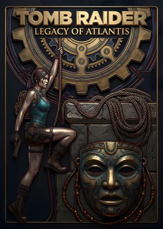 Tomb Raider: Altın Maskeli Mekanizmada Lara metal tablo