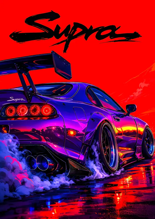 Toyota Supra - Neon Duman metal tablo