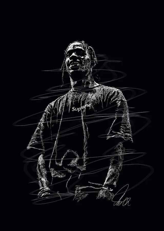 Travis Scott: Karalama Portre metal tablo