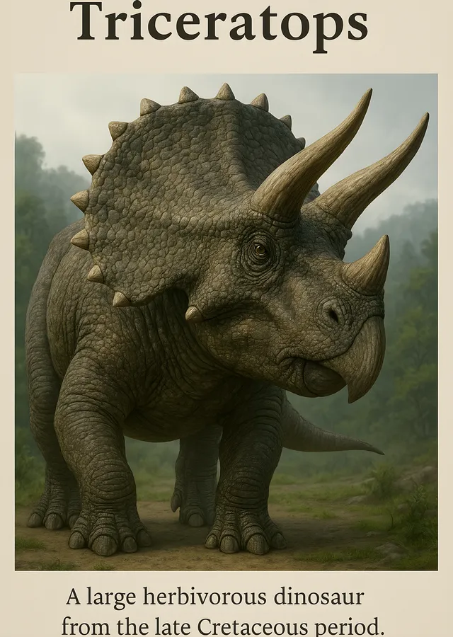 Triceratops - Vintage Doğa Levhası metal tablo