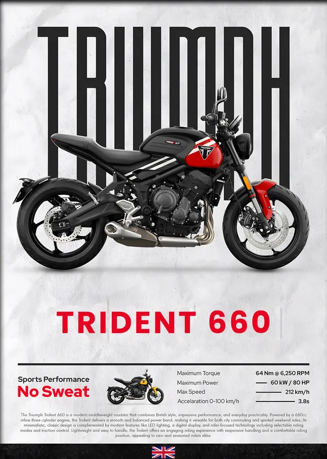 Triumph Trident 660 Kırmızı metal tablo