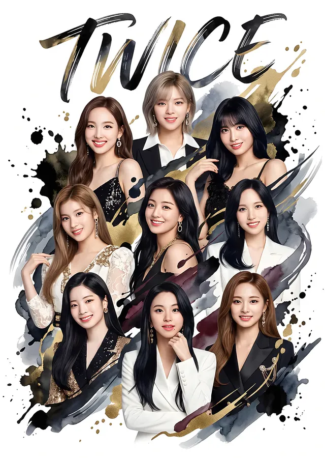 TWICE - Altın Fırça metal tablo