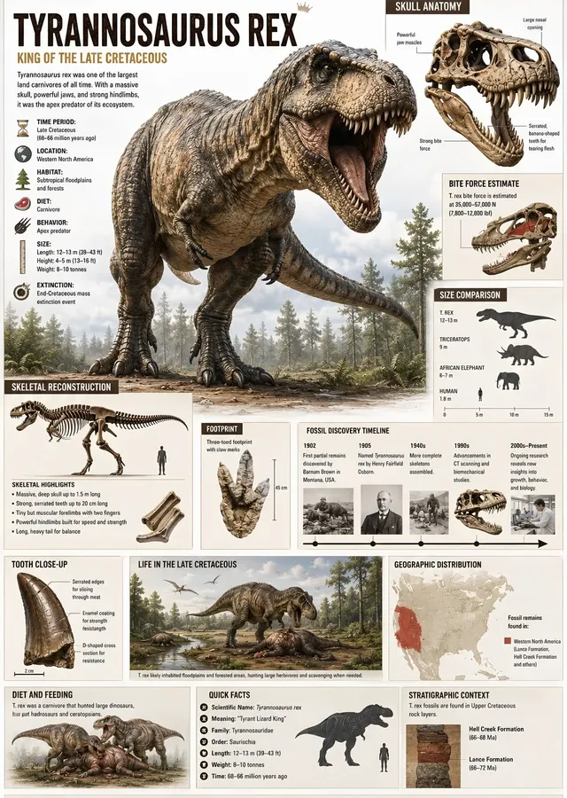 Tyrannosaurus Rex - Bilgi Şeması metal tablo