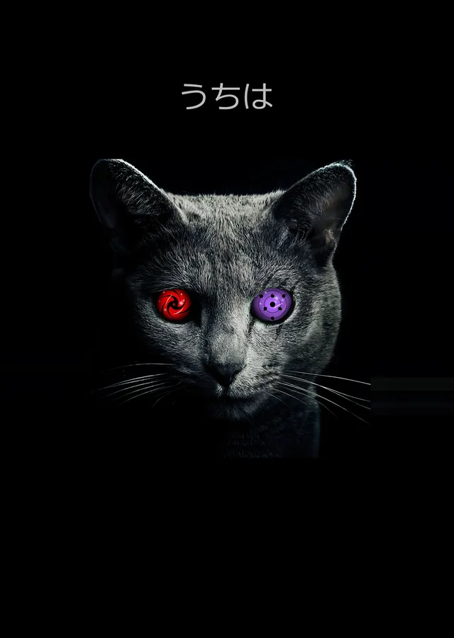 Uchiha Kedi - Sharingan ve Rinnegan metal tablo