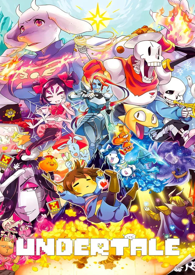Undertale: Renkli Karakter Kalabalığı metal tablo
