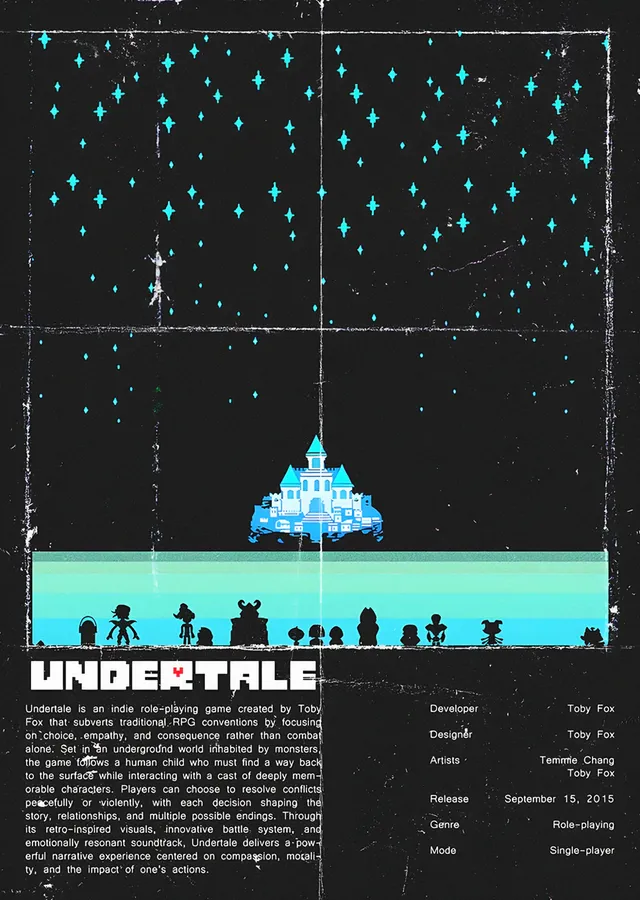 Undertale: Yıldızlı Gökte Buz Kalesi metal tablo