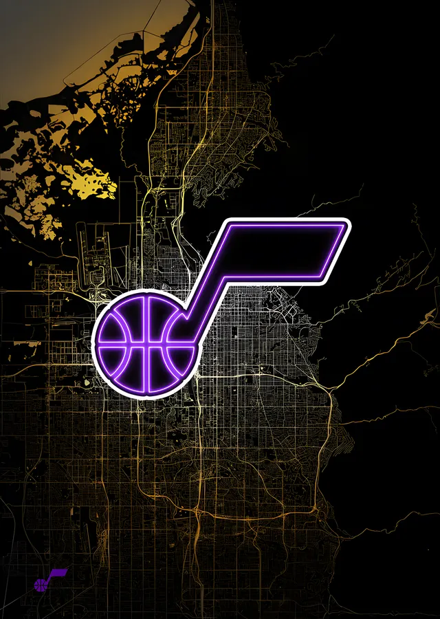 Utah Jazz - Şehir Haritası metal tablo