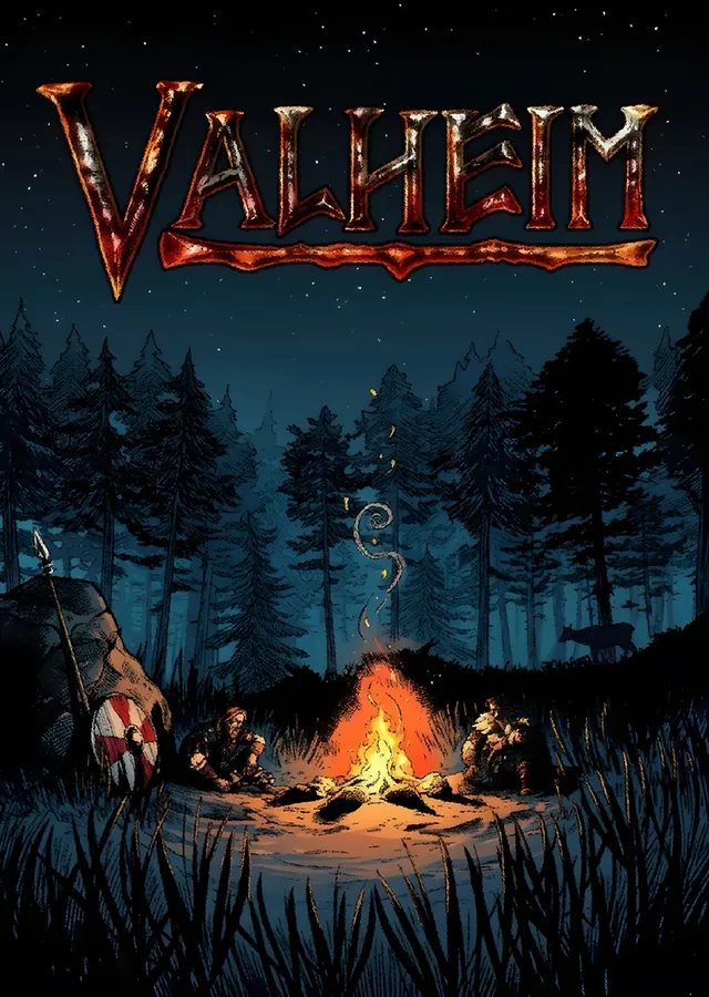 Valheim: Gece Ormanında Viking Ateşi metal tablo