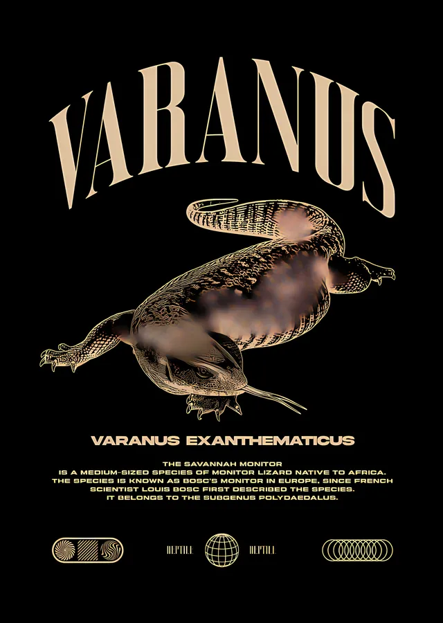Varanus Exanthematicus: Bilimsel Levha metal tablo