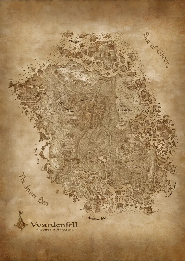 Vvardenfell Haritası metal tablo