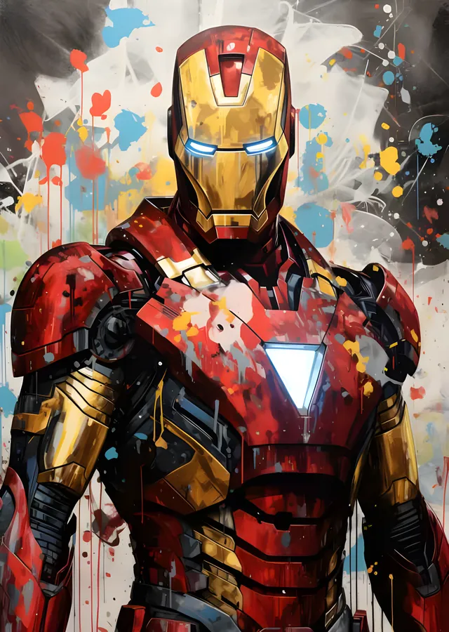 Iron Man - Renk Sıçramalı Zırh metal tablo