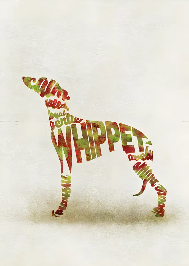 Whippet - Tipografi metal tablo