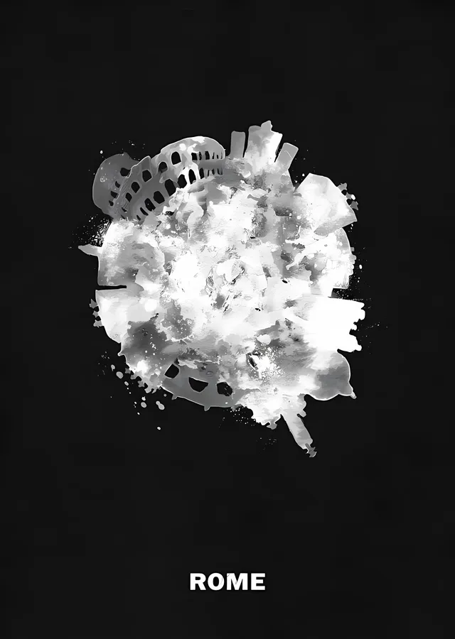 Roma - Beyaz Suluboya Dairesi metal tablo