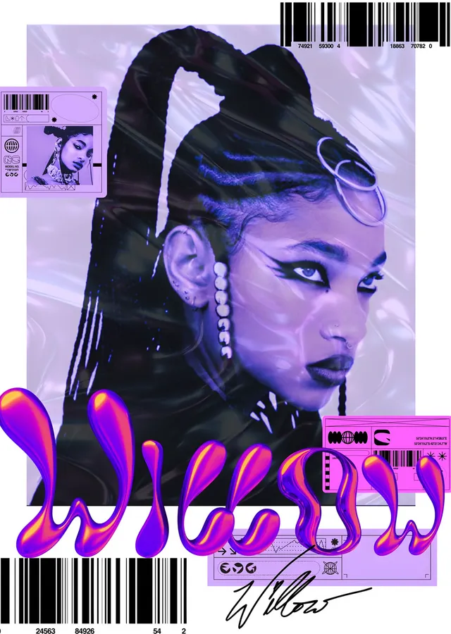 Willow Smith - Mor Kolaj Afiş metal tablo