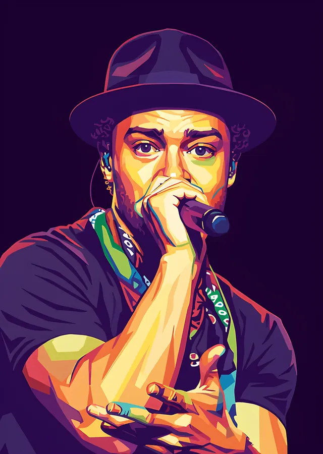 Justin Timberlake - Mor Tonlu Pop Art metal tablo