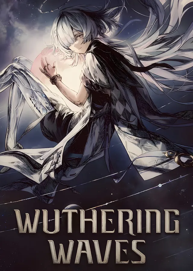 Wuthering Waves: Kara Kanatlı Beyaz Saçlı Figür metal tablo