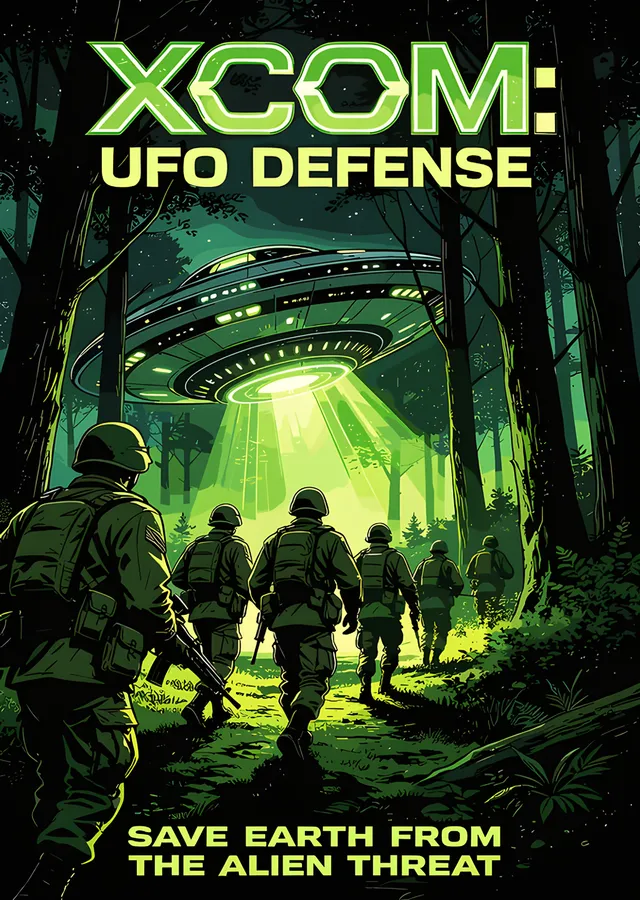 XCOM UFO Defense: Yeşil Ormanda UFO Işığı metal tablo