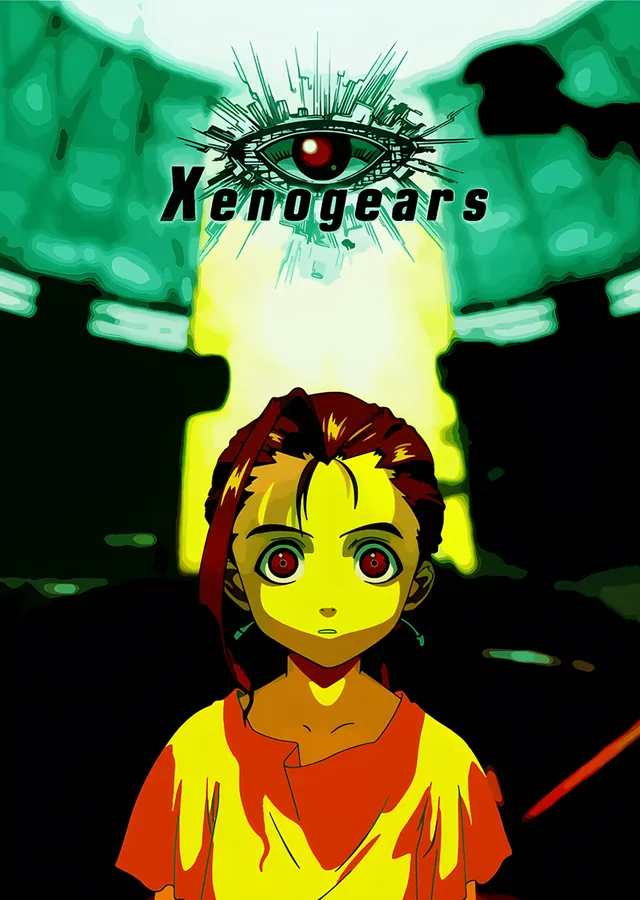 Xenogears: Yeşil Işıkta Kızıl Saçlı Kahraman metal tablo