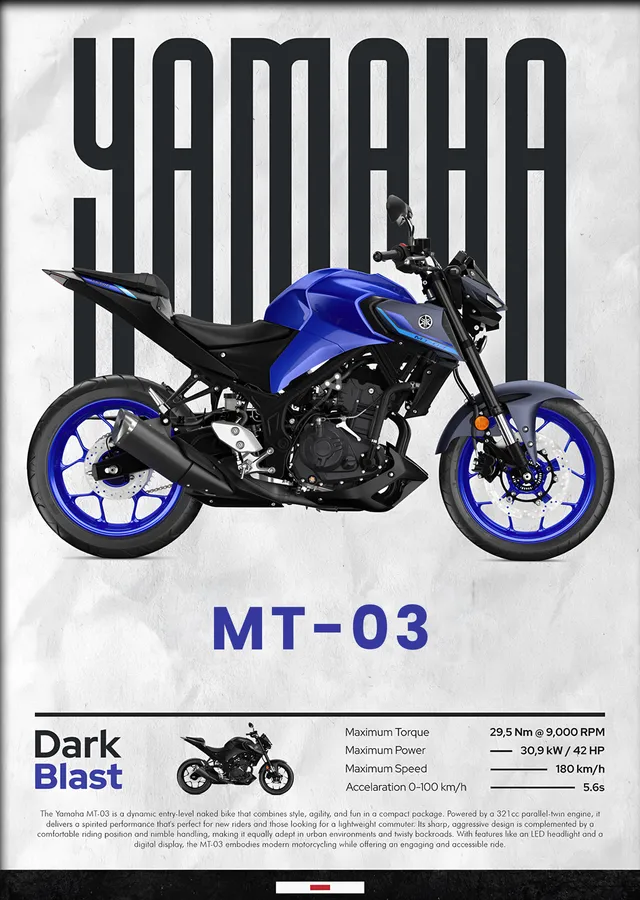 Yamaha MT-03 Mavi metal tablo