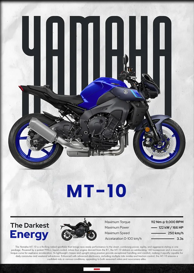 Yamaha MT-10 Mavi metal tablo