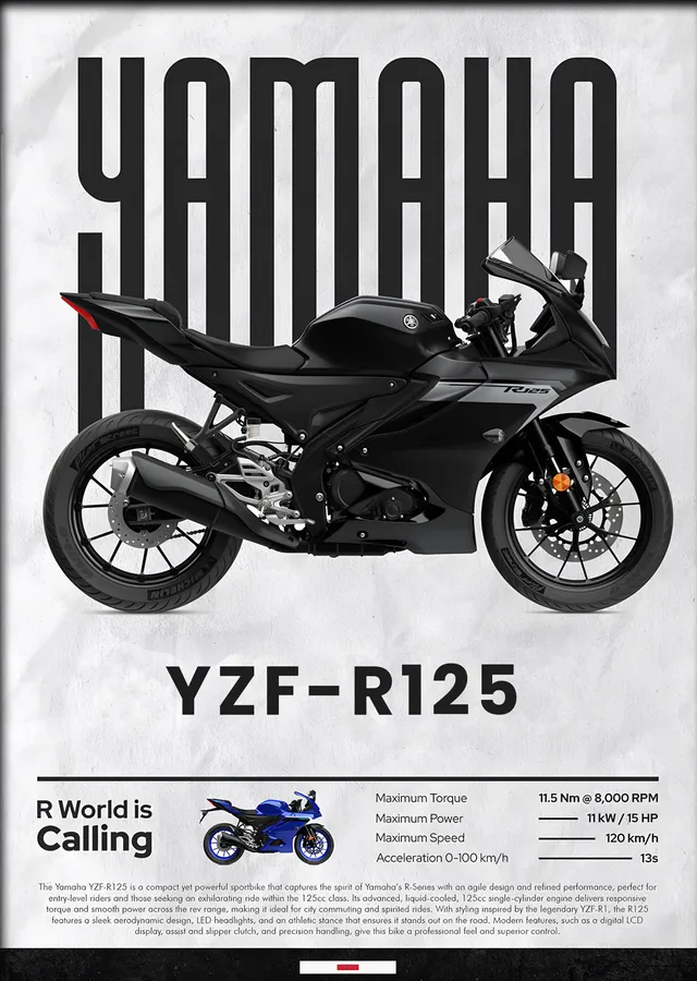 Yamaha YZF-R125 Mat metal tablo