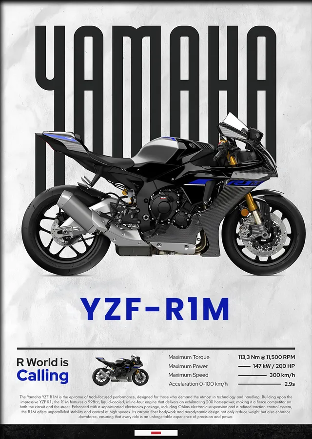 Yamaha YZF-R1M metal tablo