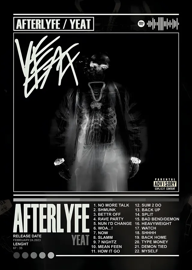 Yeat: Afterlyfe Röntgen Kapağı metal tablo