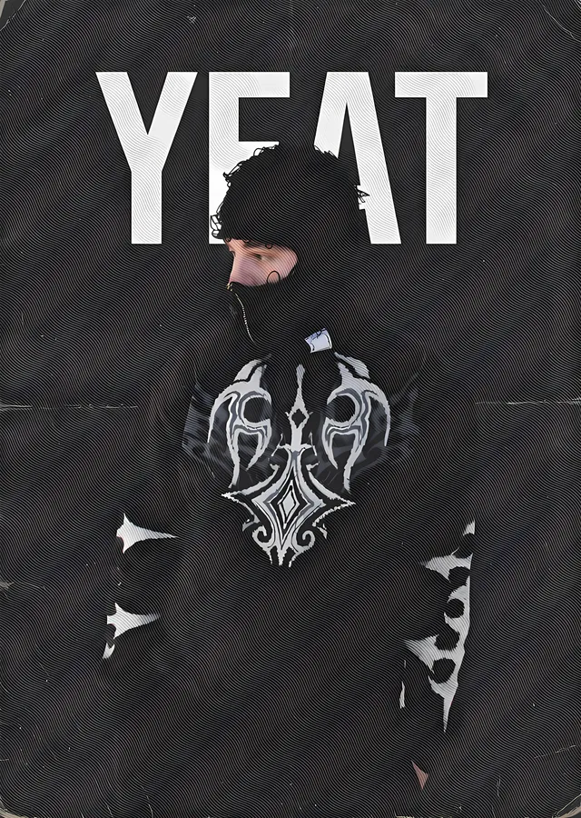 Yeat: Gri Dokuda Portre metal tablo