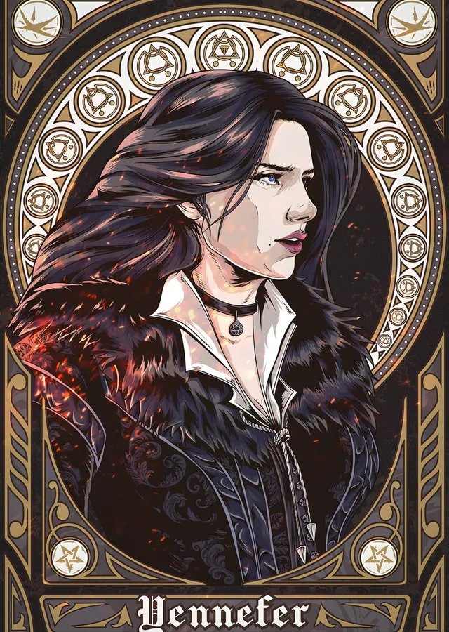 Yennefer Art Nouveau metal tablo
