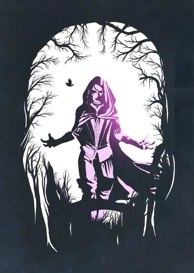 Yennefer Ay Silueti metal tablo