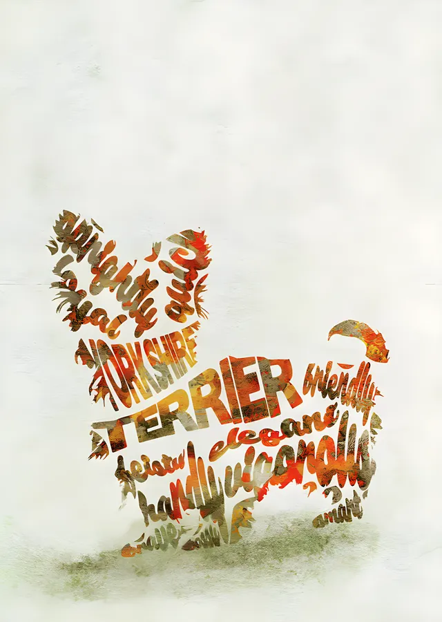 Yorkshire Terrier - Tipografi metal tablo