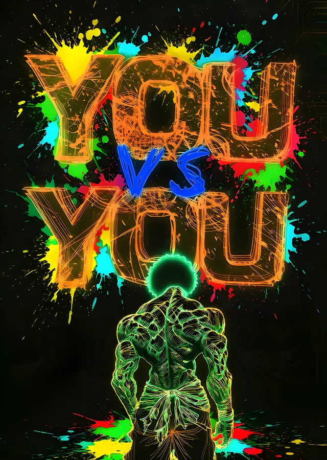 You vs You - Neon Sıçrama metal tablo